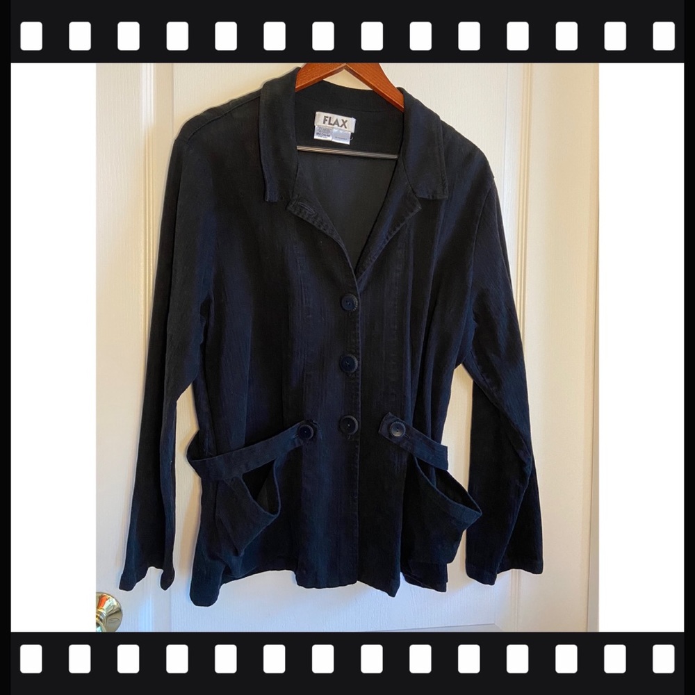 Vintage FLAX Black Jacket & Long Skirt Suit Set Medium (Fits like a Large) Comfy